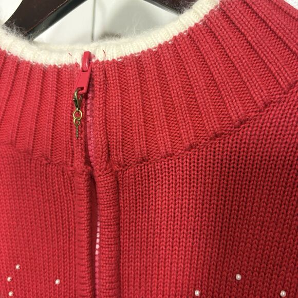 Quacker Factory Sweater Women 3X Zip Red Snowflake Fleece Trim Holiday Festive - Picture 5 of 11